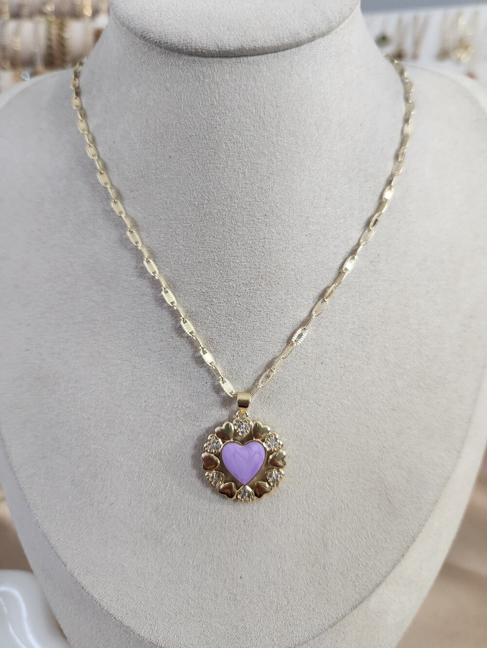 Levender Heart Pendant Necklace